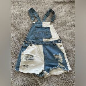 Denim short overalls